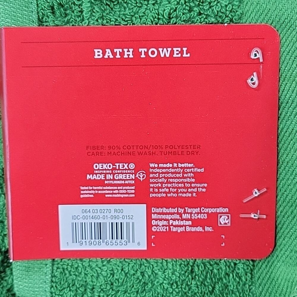 Wondershop Bath Towels, Set of Four, Xmas Green, NWT - Picture 3 of 4